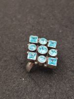 Vintage 925er Silber Ring mit blau Topas Steinen Top