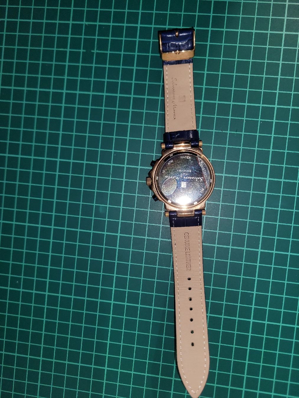 Uhren: Salvatore Marra Chronograph Watch, Blue Leather Strap. – Gebraucht aus Meyrin von Retro-GZ 3