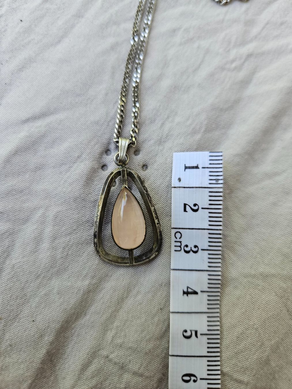 Catenine: Antike echte Silberkette mit Rosenquarz mid century – Usato da Gränichen venduto da Zmoonlight 2