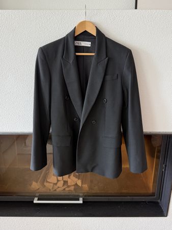 Zara Black Double-Breasted Blazer - Size S