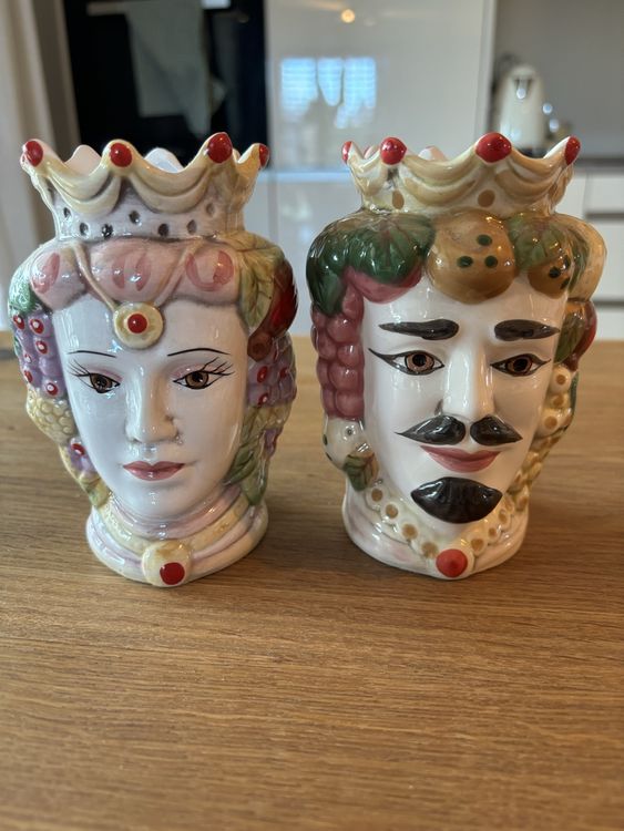 Keramikvasen Duo - Köpfe der Mauren Sizilien | Kaufen auf Ricardo