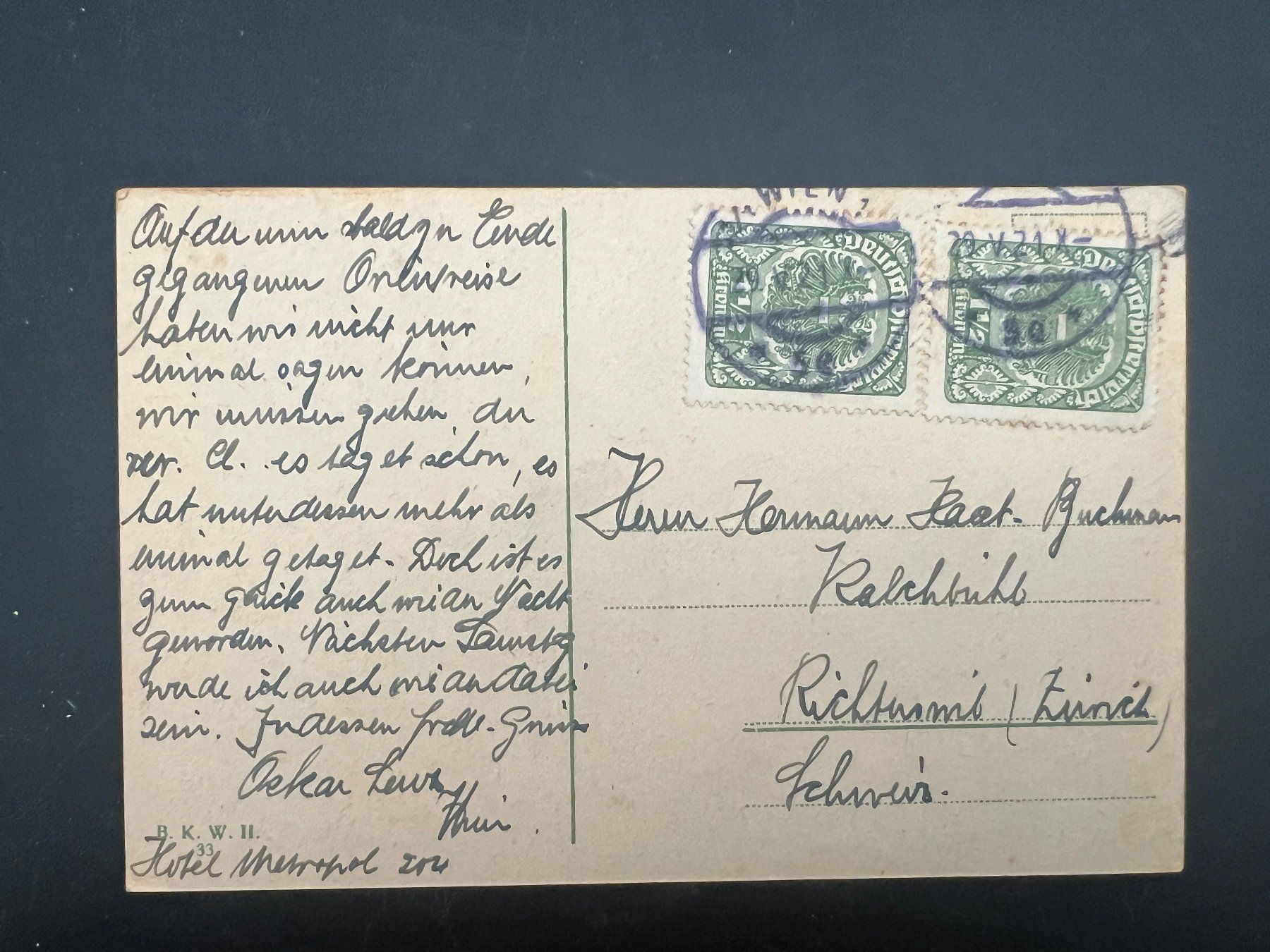 Ansichtskarten: AK 1921  Ö  Wien Schönbrunn    (G753) – Gebraucht aus Hinwil von Sidi4 1