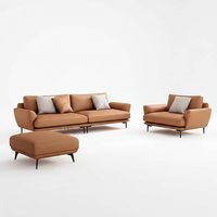 Modern Sofagarnitur 4+3+2 Ledersofa Couch Wohnlandschaft