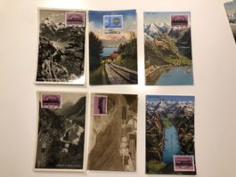 6 versch. alte MAXIKARTEN GOTTHARD 1910