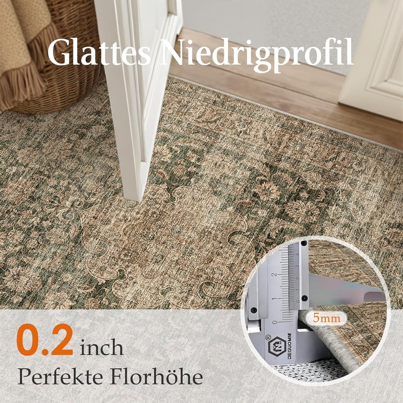 Tappeti: Fussmatte Teppich 60x90 cm Grün waschbar Vintage – Nuovo e nell'imballaggio originale da St. Gallen venduto da VerkaufsMaus50 5