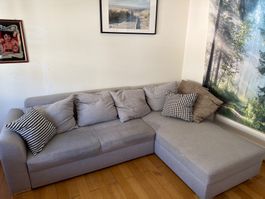 Ecksofa Stoff grau guter Zustand 250x160cm