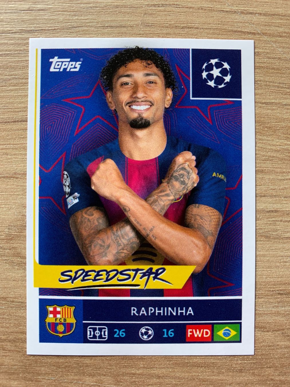 Topps Sticker: Soccer Raphinha Speedstar Sticker UCL 25/26 – Usato da Netstal venduto da Clutch79Cardz