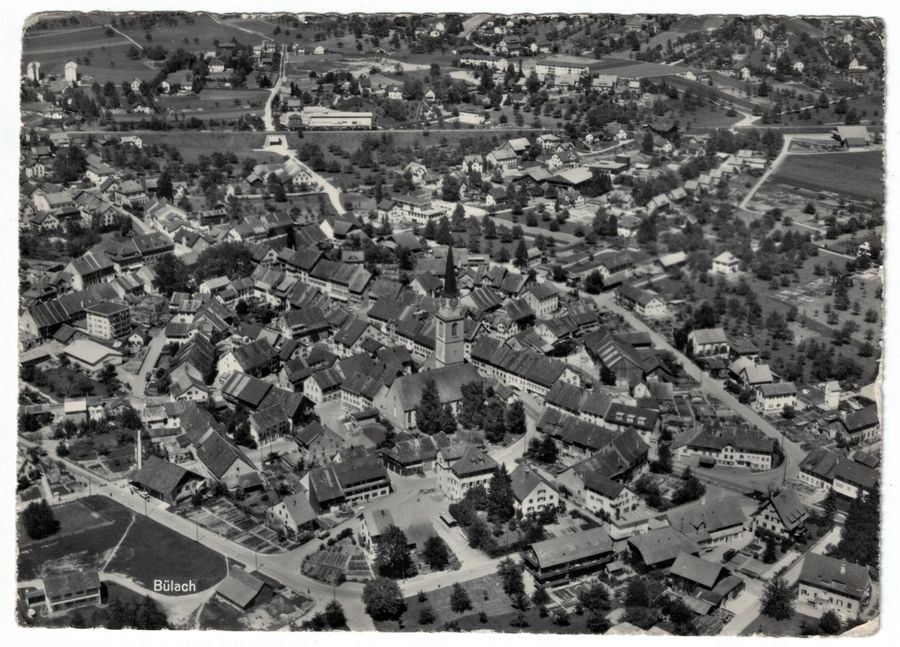 Cartoline postali: Bülach, Flugaufnahme um 1950 – Usato da Frauenfeld venduto da POML