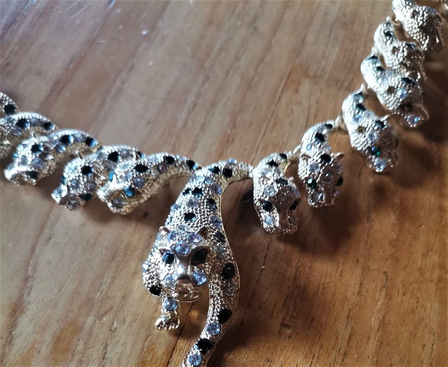 Leoparden Collier mit Strass | Kaufen auf Ricardo