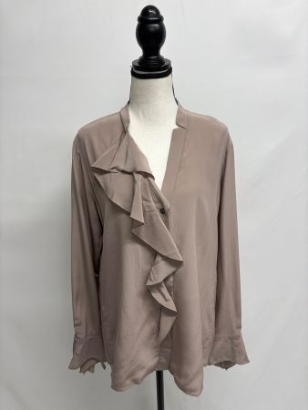 Caliban Seidenbluse taupe Gr. 46 Rüschen
