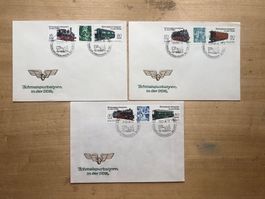 DDR 1983/84: 3 FDC Tema Eisenbahn/thème ferroviaire