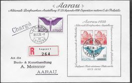 1938 R/Brief AARAU Block W11 + F12z o LUGANO-AARAU ab 1.-