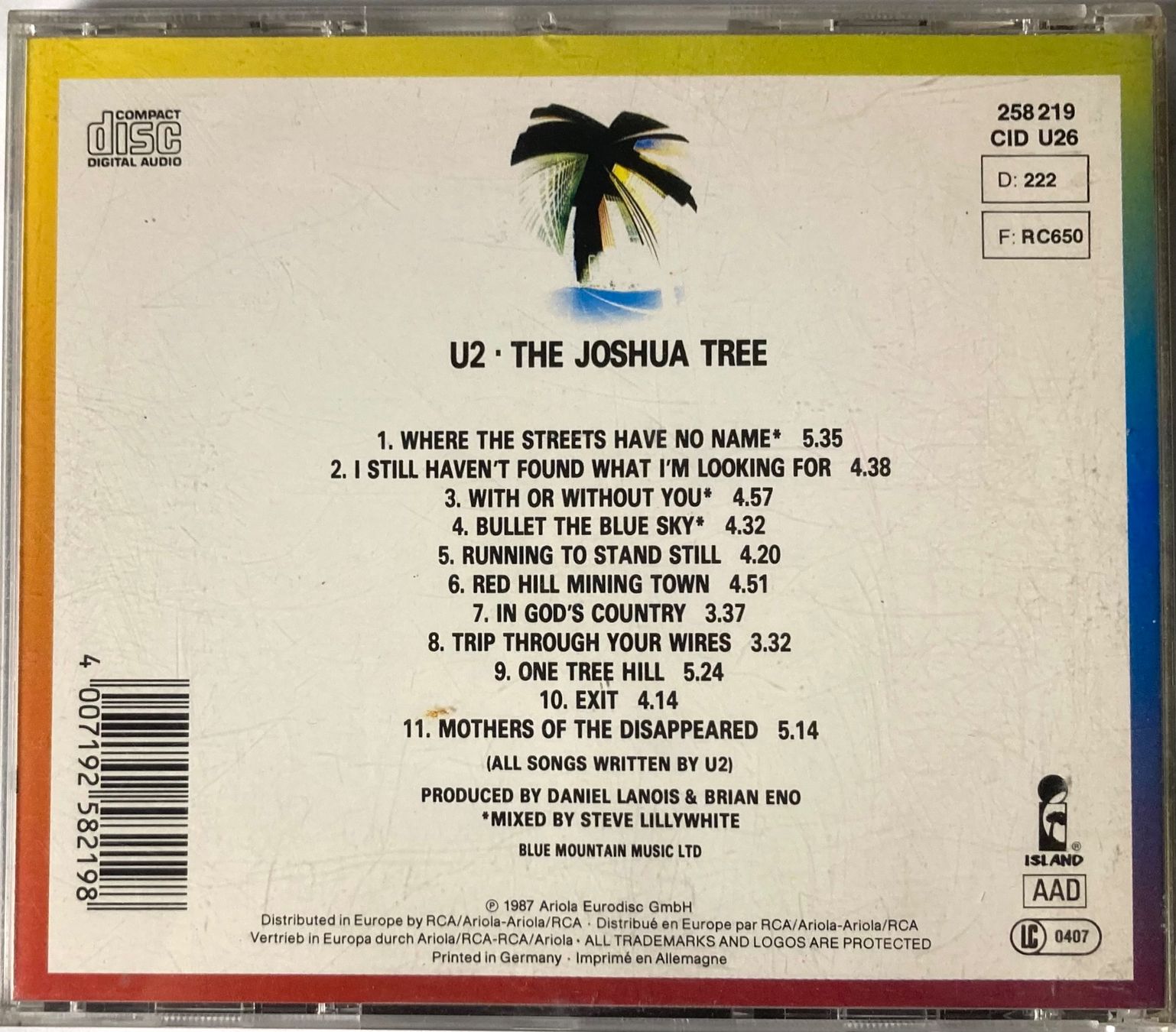 CDs: U2 - THE JOSHUA TREE – Gebraucht aus Poliez-Pittet von Newtown-Records 1