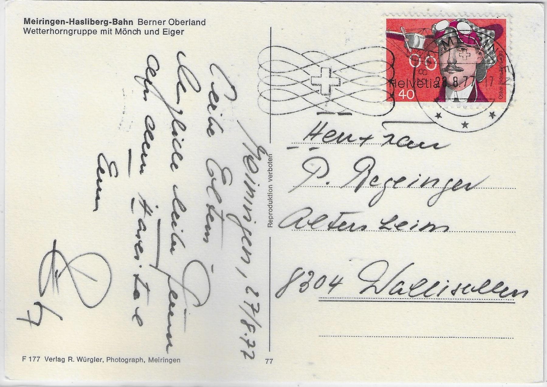 Cartoline postali: Meiringen-Hasliberg-Bahn – Usato da Ettingen venduto da Kartenplanet 1