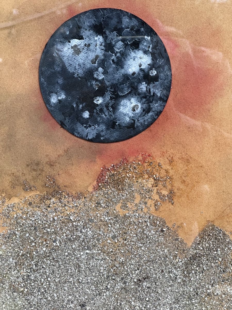 Dipinti: Tableau Abstrait Lune et Sable par J.Marchand '99 – Usato da Lausanne venduto da artnouveau04 2