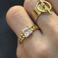 Silber 925 Vergoldet Solitär Ring