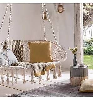 Poltrone pensili da giardino: Fauteuil double suspendu en macramé – Usato da Cheyres venduto da fra_s5v7 1