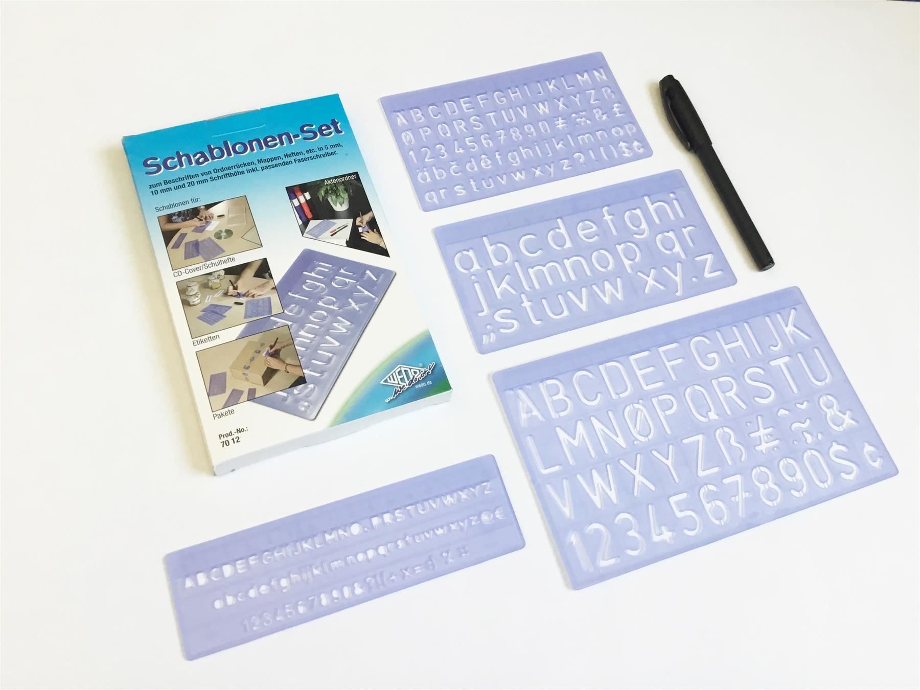 Schablonen: Schriftschablonen-Set, 4 Grössen im Set – Neu und originalverpackt aus St. Gallen von cointec 4