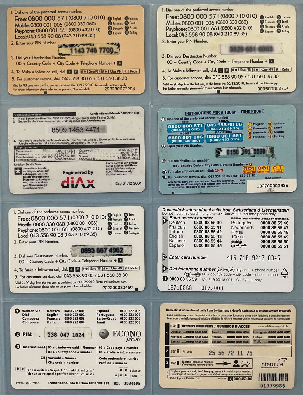 Schede telefoniche: 8 Prepaid Telefonkarten – Usato da Winterthur venduto da Grap75 1