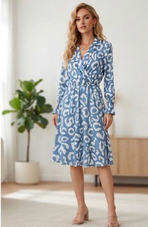 Robe Sack's motif animal bleu blanc taille 2 