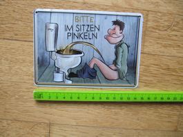 Blechschild WC Pinkeln Retro Sammlerschild, ca 10 x 15 cm