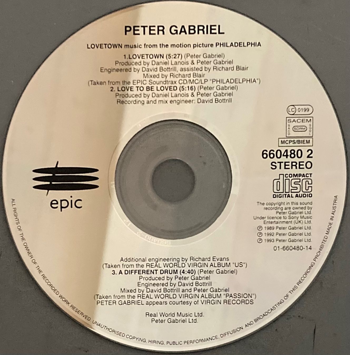 CDs: PETER GABRIEL - LOVETOWN – Gebraucht aus Poliez-Pittet von Newtown-Records 1