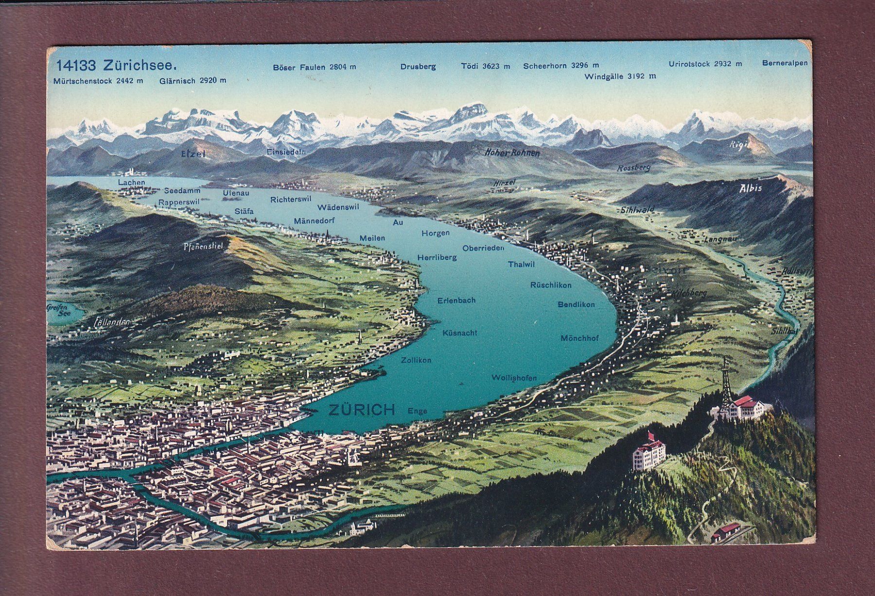 Cartoline postali: ZÜRICHSEE - Vogelschau – Usato da Pully venduto da nicecards