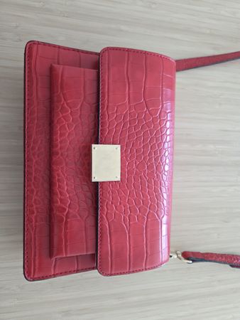 Minelli Paris Elegante Kroko-Lederhandtasche – Rot / Gold