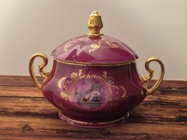 LEANDER Bohemia Suppenterrine Bordeaux Gold Vintage