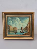 Ölgemälde Venedig - Stadtansicht - Goldrahmen - Vintage