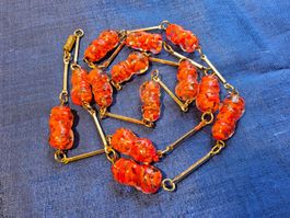 Alte Murano Glas Kette Rot 50er Jahre