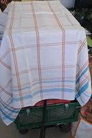 Leinentuch kariert weiss orange blau