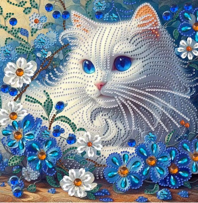 Kits de loisir créatif: Diamond Painting Weisse Katze-5-Poly-226 – Neuf avec emballage d'origine à Obergösgen par Diydiamant