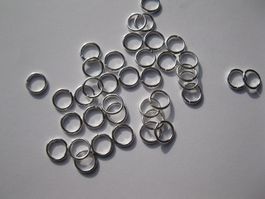 40 Spaltringe, Binderinge, Ringli versilbert 9x1.2mm, dicker