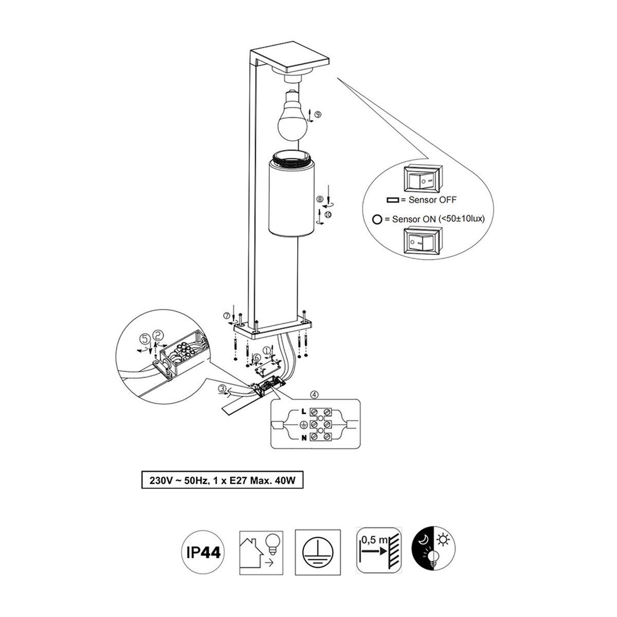 Lampade: Aussen Stehleuchte, IP44, 100 cm Höhe – Nuovo (secondo la descrizione) da Kreuzlingen venduto da Smart-Light 7