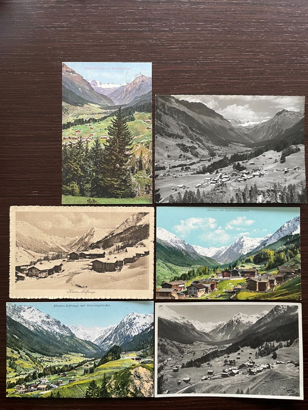 Cartoline postali: KLOSTERS - SELFRANGA 6 Ansichtskarten mit Silvrettagletscher – Usato da Wald ZH venduto da TLILEF