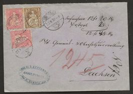 Nachnahme Schweiz 1870 Andelfingen Dachsen sitzende Helvetia