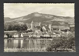 AK Rapperswil mit Bachtel Polnisches Museum Schloss Rappersw