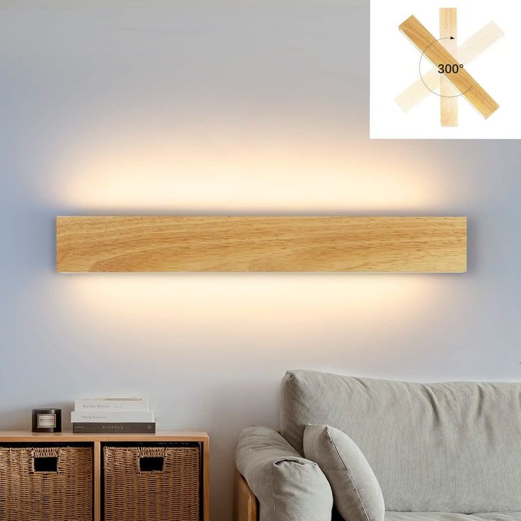 Holz Wandlampe 52cm indirekt warmes Licht Lampe 360°drehbar