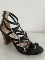 Sandalen, schwarz mit Blockabsatz, von Heine
