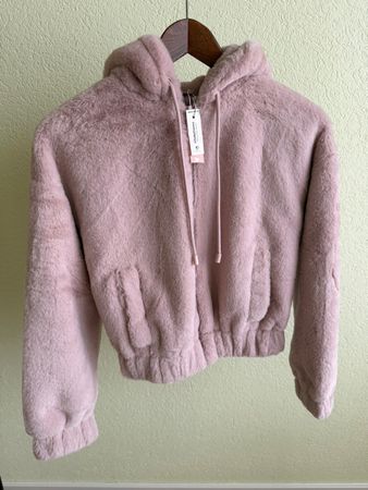 Teddy Jacke mit Kapuze rosa neu mit Etikett Grösse S
