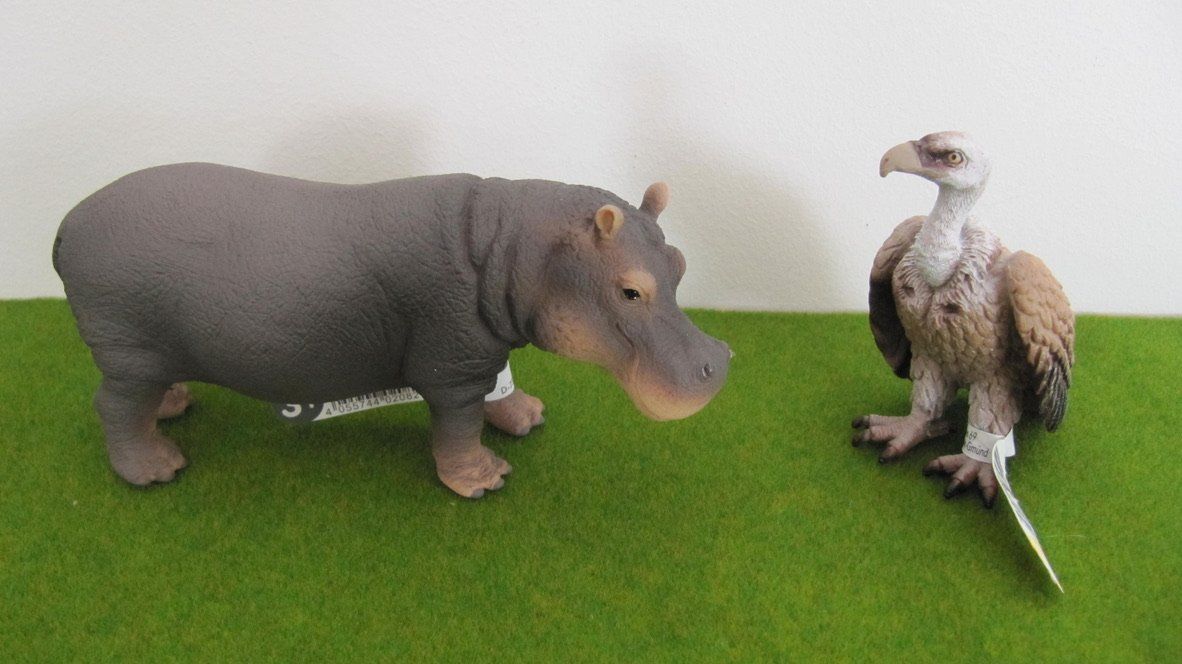 Schleich Giocattoli: Schleich Nilpferd & Geier - Wilde Tiere – Nuovo (secondo la descrizione) da Brunnen venduto da Kiwiland1