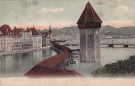 Luzern Kapellbrücke und Wasserthurm 1907