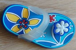 Magnet Flip Flop blau mit Blumen Silikon leicht vergilbt