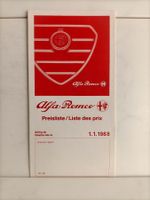 Tarif Alfa Romeo 1988 Preisliste / Liste des prix (Suisse)