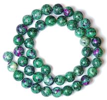 1 Strang echte natürliche Rubin-Zoisit Perlen 8 mm