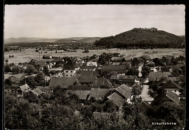 Cartoline postali: Schafisheim, Totalansicht mit Bergblick – Usato da Berlin venduto da bartko-reher