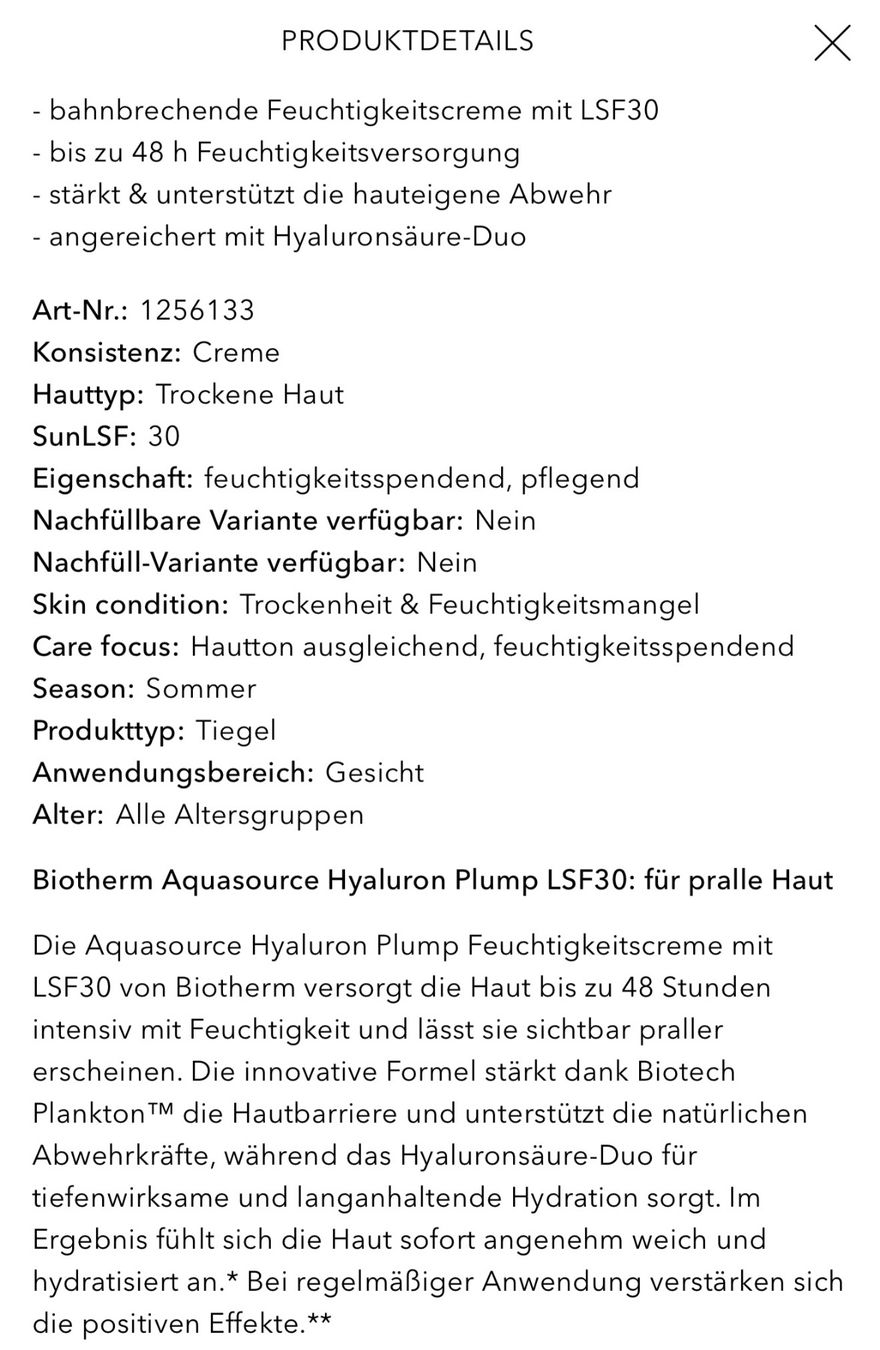 Biotherm Cura del viso: Biotherm Aqcuasource SPF 30 Tagescreme – Nuovo (secondo la descrizione) da Dübendorf venduto da Daniel_6m5g 1