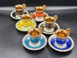 Exquisite Vintage Demitasse Tassen Untertassen vergoldet Set