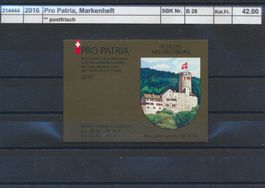2016 Pro Patria, Markenheftchen, ** postfrisch